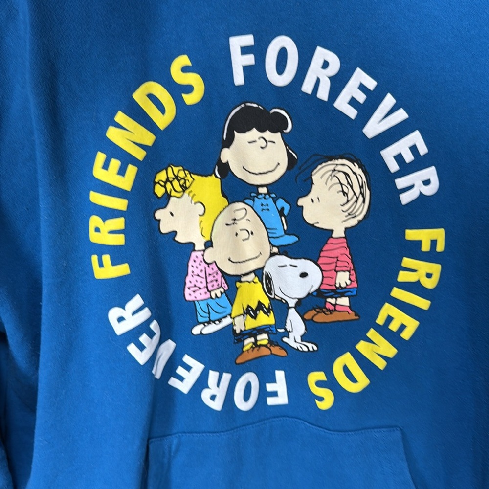 Peanuts Blue 'Forever Friends' Faux Sherpa Hoodie Size L 11-13 - Picture 2 of 9